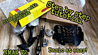 Nmax v2 Sidemirror bracket installation  stepy by step  tutorial [upl. by Hunfredo]