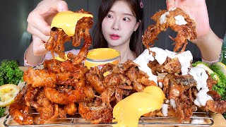 ASMR MUKBANG  통게튀김 칠리 소프트쉘크랩 amp 크림 소프트쉘크랩 🦀 치즈소스 먹방 Chili Soft Shell Crab amp Cream Soft Shell Crab [upl. by Corabelle]