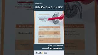 Addisons Disease vs Cushings Syndrome Cheat Sheet for Nursing Students shorts NCLEX nursing [upl. by Pike]