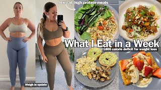 WHAT I EAT IN A WEEK  1800 calories high protein meals for weight loss weigh in update [upl. by Anora]