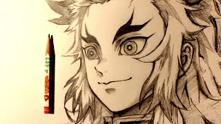 ASMR  Pencil Drawing 138  Kyojuro Rengoku Request [upl. by Gee]