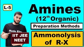 L5 Preparation of RNH2 Amines  Amonolysis of Alkyl Halides  NEET JEE  By A Arora [upl. by Rawde]