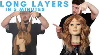 HOW TO CUT LONG LAYERS WITH BANGS IN 5 MINUTES [upl. by Nitsirhc]