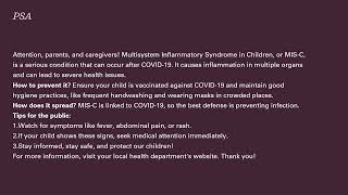 PSA FOR MULTISYSTEM INFLAMMATORY SYNDROME DISEASE IN CHILDREN [upl. by Isnan]