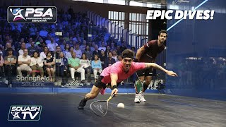 Squash 10 EPIC DIVES from the PSA World Tour [upl. by Nosiddam]