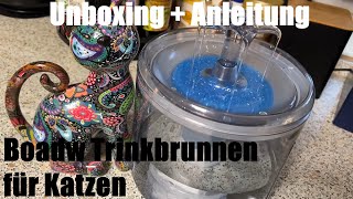 Boadw Trinkbrunnen für Katze Katzenbrunnen Haustier Wasserspender 26L Unboxing und Anleitung [upl. by Fionna473]