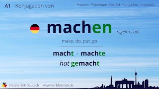 Konjugation des Verb „machen“ hat  alle Zeitformen lernen Übersetzung Tutorial [upl. by Ardnekat]