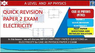 CIE A Level Physics Paper 2 Solution Important Past Paper Questions on Electricity for P2 Exam [upl. by Swetiana]