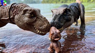 REXY MEETS DAD 🦖 Trex Vs Indominus Rex Vs Giga Jurassic World Toys Movie [upl. by Kus561]