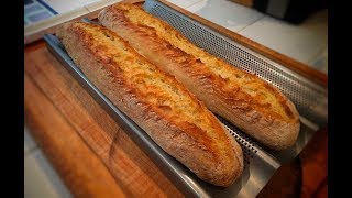 No Knead French Style Baguettes long proof better bread [upl. by Tanhya]