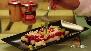 VIDEORECETA Ensalada de Bonito del Norte espárragos pimiento rojo y guindilla [upl. by Nylisoj101]