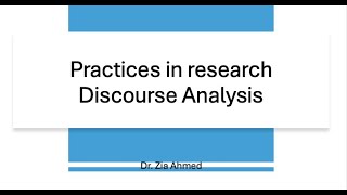 Practices of Research in Discourse Analysis [upl. by Aiynat]