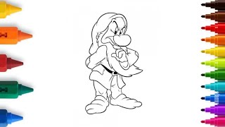 Cartoon character grumpy from Snow White and seven dwarfs lets color a cute crumpy with kids [upl. by Cami802]