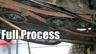 How To Replace Drive Belt and Idler Pulleys For Transaxle On Craftsman Riding Mower YS4500 [upl. by Hew]