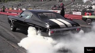 Ram Air IV GTO vs Chevelle SS 454 LS6  14 mile Drag Race Video and Massive Burnout  Road Test® [upl. by Anillek]