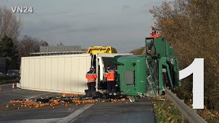 14112020  VN24  Teil 1  Vorbereitungen zur Bergung eines umgestürzten Sattelzuges auf der A1 [upl. by Ruelu]