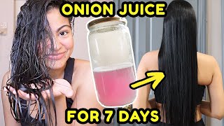 I tried ONION JUICE on my hair FOR 7 DAYS amp THIS HAPPENED before amp after results [upl. by Cathey]