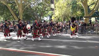 HORNSBY RSL PIPES AND DRUMS  ANZAC DAY MARCH 2024  SYDNEY [upl. by Terzas667]