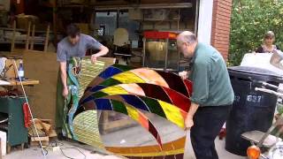 Handling Big Stained Glass Panels V049 [upl. by Letnuahs]