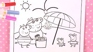 Coloriage Peppa Pig Coloring Book Plage [upl. by Lertnom903]