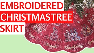 Christmas Tree Skirt for 2024  Using Machine Embroidery Single Needle Brother SE1900 [upl. by Gusta]