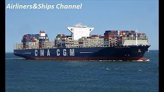 Shipspotting Port of Rotterdam Netherlands CMA CGM Vasco de Gama Containership HD [upl. by Bisset]