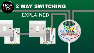 2 WAY SWITCHING EXPLAINED How to wire 2 way switches together Wiring light switch to ceiling rose [upl. by Creight]