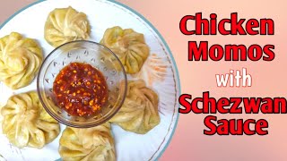 ചിക്കന്‍ മോമോസ്  Chicken Momos  Steamed Momos Schezwan Sauce Recipe  Homemade Schezwan Sauce [upl. by Efar]