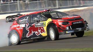 WRC Cars going CRAZY at Goodwood  Citroën C3 vs Ford Fiesta doing DONUTS amp BURNOUT [upl. by Straub]