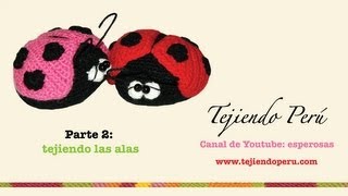 Mariquitas tejidas a crochet amigurumi ladybugs Parte 2 tejiendo las alas [upl. by Aelak]