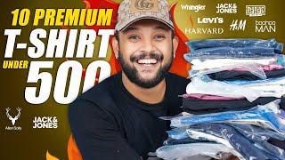 10 BEST Branded TShirts Under ₹500 for College 🔥 Men TShirts Haul Review 2024  ONE CHANCE [upl. by Wake19]