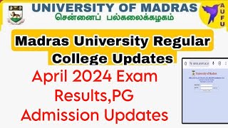 Madras University April 2024 Exam ResultInstant ExamRevaluationPG Admission 👍 [upl. by Kristyn734]