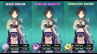 Xiao  Desert Pavilion vs Vermilion vs Viridescent  Artifact Comparison [upl. by Crandale852]