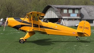 Bücker T131 PA Jungmann takeoff at Airfield Kapfenberg  OECRC [upl. by Boar]