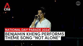 NDP 2024 Benjamin Kheng performs theme song “Not Alone” against fireworks backdrop [upl. by Anitnatsnoc]