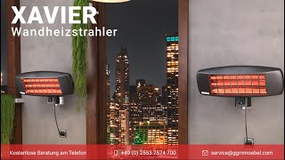 Wandheizstrahler XAVIER  2000W  3 Heizstufen  Infrarotstrahler Terrasse Terrassenheizstrahler [upl. by Adnarem]