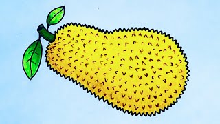 Jackfruit Drawing  সহজ নিয়মে কাঁঠাল আঁকা শিখুন  how to draw easy jackfruit step by step  kathal [upl. by Yclehc]