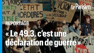 Manifestation sauvage face à lAssemblée nationale après lannonce du 493 [upl. by Emyaj291]