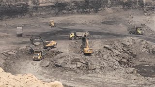 Open pit coal MiningRemoval of overburden and Transportationvolvocaterpillar [upl. by Aliam]