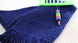 How to loom knit a Scarf Step by Step for Beginners VERY Detailed use round or long loom Loomahat [upl. by Enniroc]