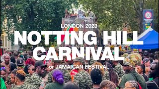 NOTTING HILL CARNIVAL or JAMAICAN FEST in London 2023 Caribbean African food and music festival [upl. by Ahsieni]