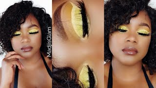 MAQUILLAGE COULEUR DETE  JAUNE  PEAU NOIRE [upl. by Elwee]