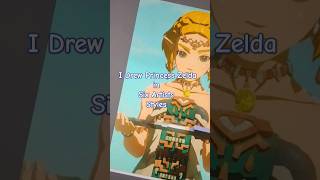 Drawing Zelda in Different Art Styles  Part 2 digitalart illustration artstyle gretlusky [upl. by Notsud289]