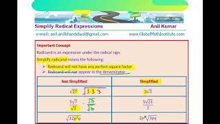 Evaluate SquareRoots Simplify Radical Expressions With Variables and Rationalize Surds [upl. by Horsey231]