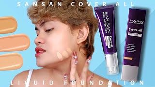 DEAR SAN SAN COSMETICS  SAN SAN HIGH DEFINITION COVER ALL LIQUID FOUNDATION REVIEW  Sandee Proud [upl. by Eimyaj]