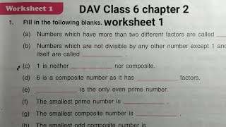 DAV Class 6 maths chapter 2 worksheet 1 ।। Class 6 math chapter 2 worksheet 1 dav public school [upl. by Enelram]