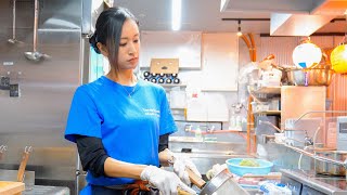 My dream is to expand into the world A beautiful ramen master Japanese street food ラーメン チョンマゲ 美人 [upl. by Enirahtak]