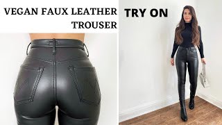 VEGAN FAUX LEATHER TROUSER TRY ON  Honestly Alessandra [upl. by Forsyth]