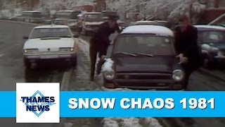 Snow Chaos in London 1981  accident in the snow  Thames News Weather Report TN81027019 [upl. by Portwin]