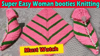 Super Easy Woman Booties Knitting  In Hindi [upl. by Kirstyn833]